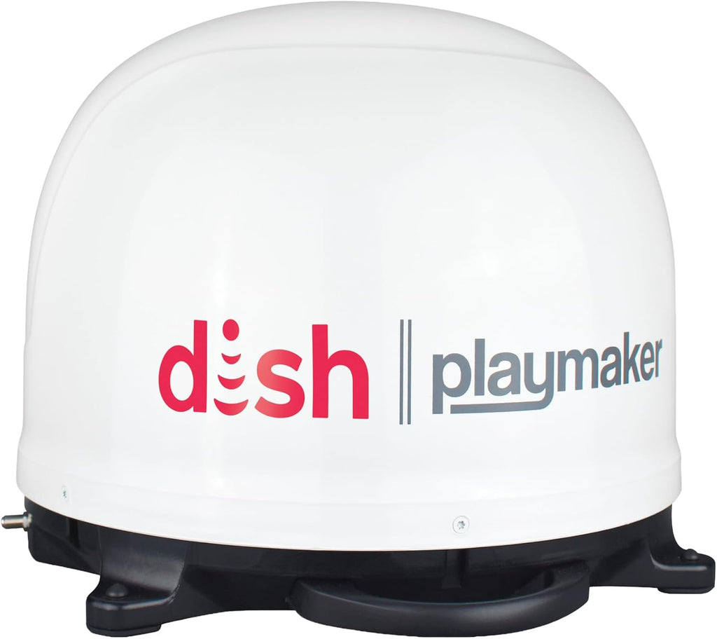 Antena satelital portátil automática Winegard PL-7000 Dish Playmaker para receptores Dish HD Solo - 25" coaxial para recepción de TV en exteriores - Ideal para caravanas, camping y eventos al aire libre - Color blanco
