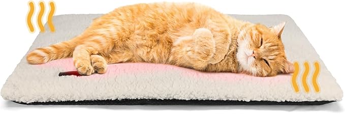 Cama Autocalentable para Gatos, Alfombra Autocalentable para Gatos y Perros de 24 x 18 pulgadas, Almohadilla Térmica Extra Cálida para Mascotas de Interior y Exterior con Funda Extraíble, Base