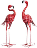 Estatuas de jardín de flamencos de metal XONOR, arte de flamenco rojo para patio al aire libre, esculturas para decoración de casa, patio, césped, set de 2