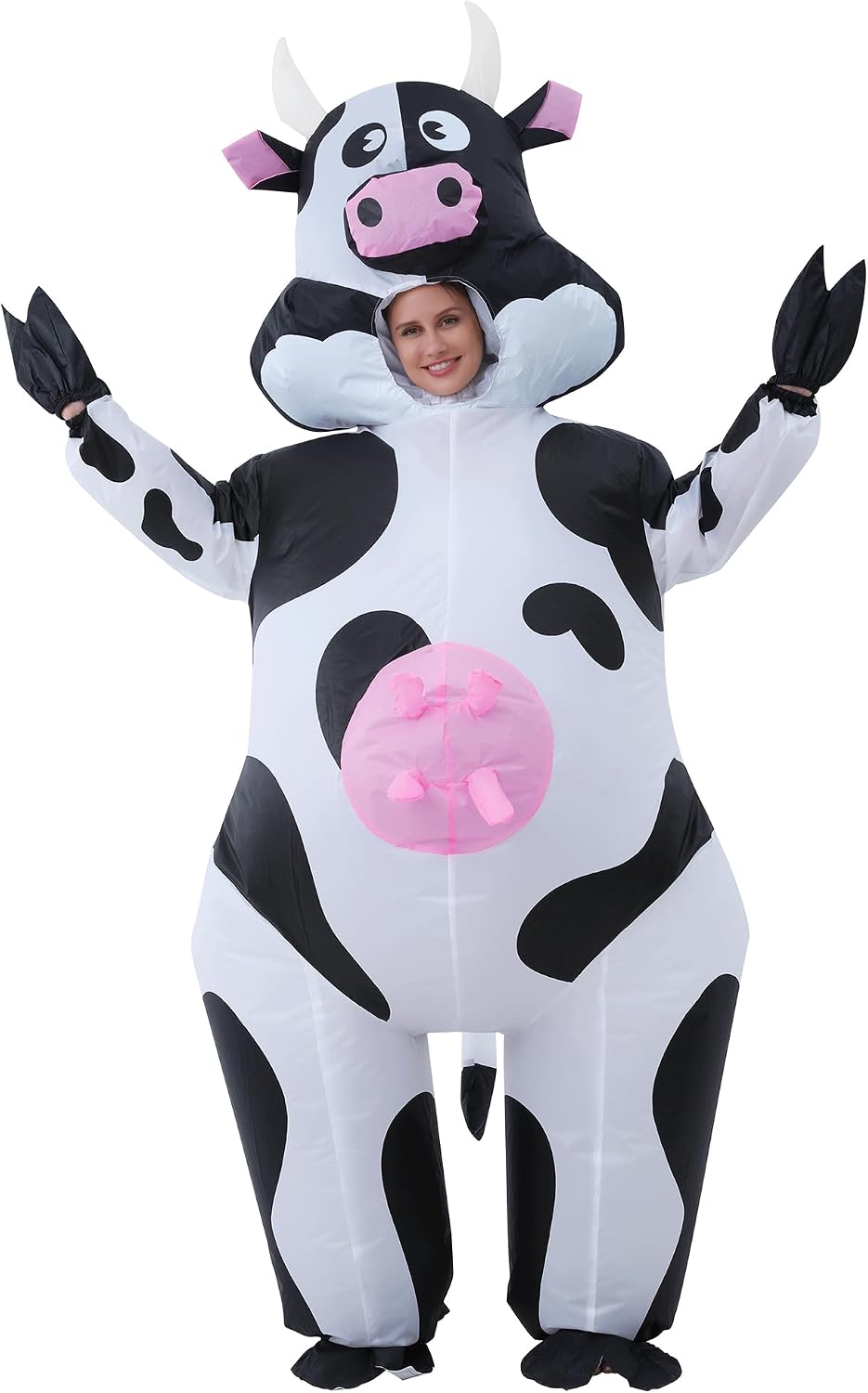 Disfraz Inflable de Vaca JOYBRO para Adulto | Traje de Aire para Hombres y Mujeres | Ideal para Halloween, Navidad, Carnaval y Fiestas Temáticas | Talla Única 160-190 cm