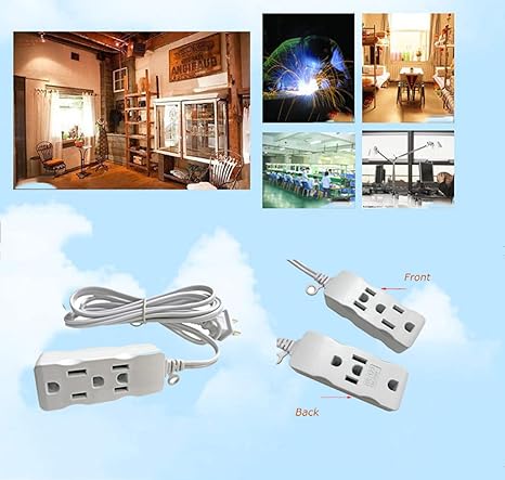 Regleta Extensora 3 Tomas con Enchufe Plano | Cable 2,7 m | 250V 10A | Estilo EE.UU.
