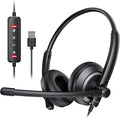awatrue EH05-U Diadema USB con Microfono con Cancelacion de Ruido | para PC y Laptop | Control en Linea, Ligera, Sonido Mejorado y Silencio de Microfono