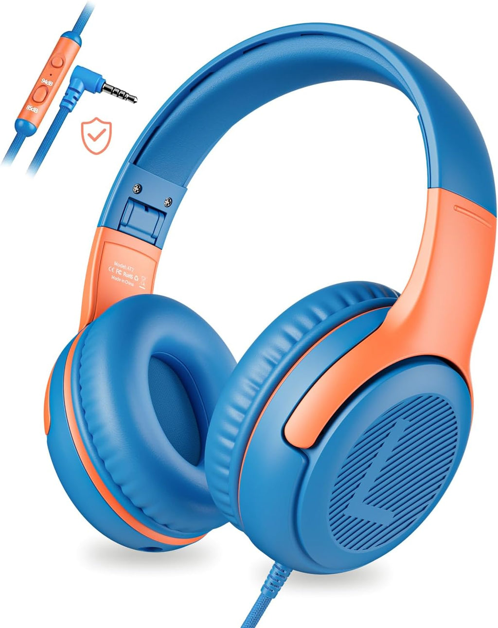 Audífonos con Cable para Niños Awatrue – Con Micrófono, Limitador de Volumen 85/94dB, Plegables