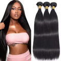 Extensiones Cabello Humano #1B Negro Natural Liso Bultos NerriHou Cabello Virgen Brasileño 3 Bultos Color Natural 35.6-45.7 cm 50 Gramos por Bulto