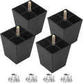 Luomorgo 3 patas de mesa de plástico de 7,6 cm (3 pulgadas), patas de muebles cónicas negras, patas de repuesto cuadradas para sofá con rosca M8 y tuercas en T, patas de muebles resistentes para sofá, armarios, cómodas y sillas.