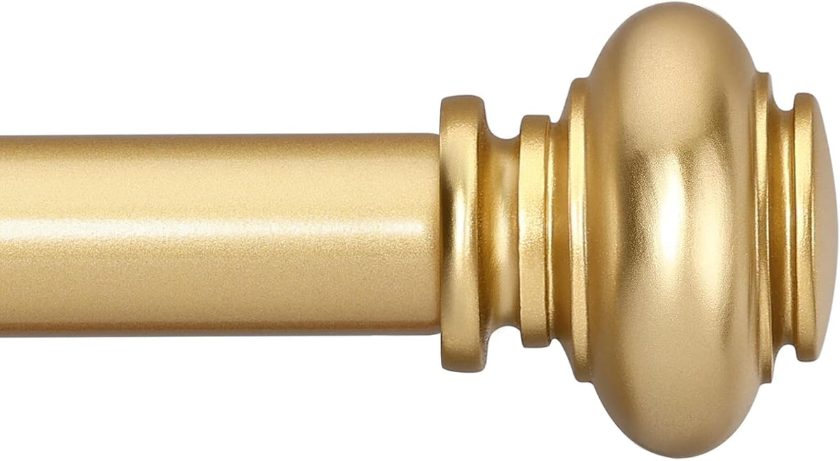 Varillas para Cortinas Oro SIMEWIN para Ventanas Ajustables de 121.9 a 213.4 cm Decorativas Diámetro 2.54 cm, Juego de Cortinero con Remates Clásicos Acabado Oro