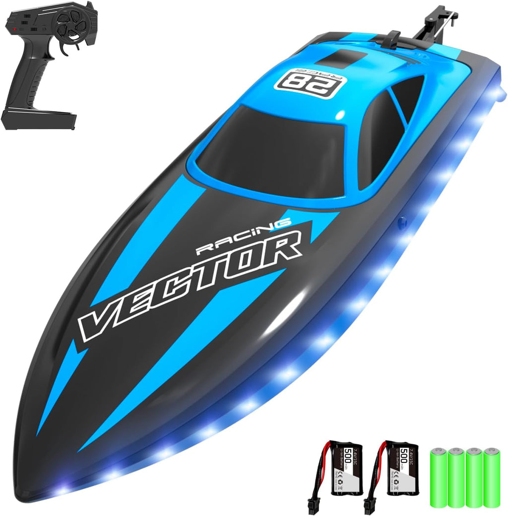 Lancha teledirigida VOLANTEXRC de 32 km/h (20 mph) para adultos, con control remoto de 2,4 GHz, ideal para piscinas y lagos, con 2 baterías recargables. Juguetes y regalos (Amarillo).