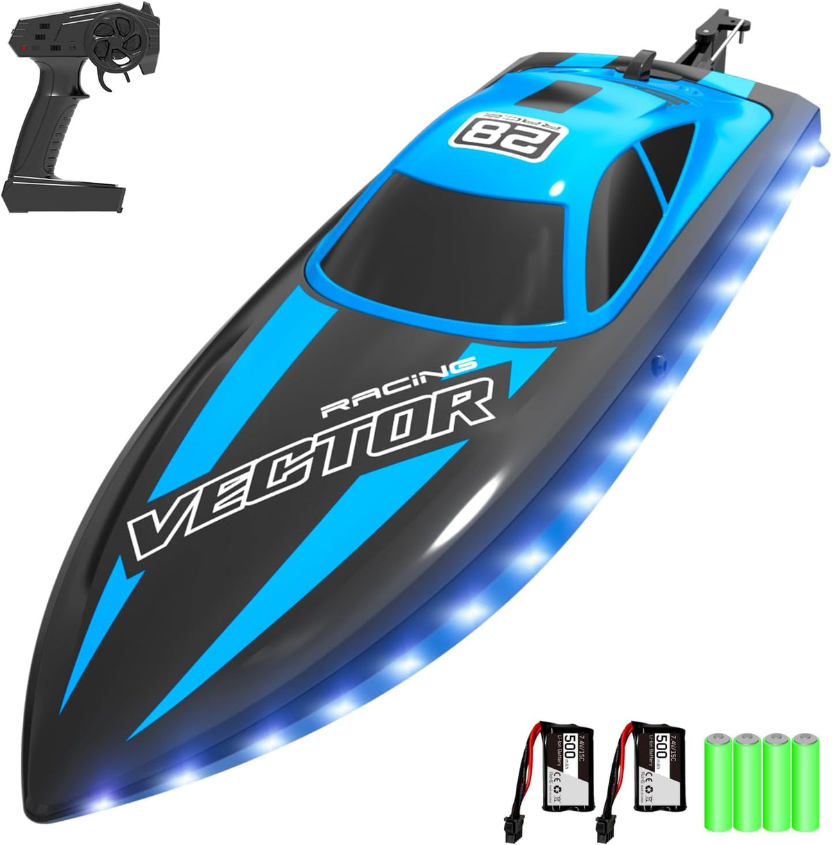 Lancha teledirigida VOLANTEXRC de 32 km/h (20 mph) para adultos, con control remoto de 2,4 GHz, ideal para piscinas y lagos, con 2 baterías recargables. Juguetes y regalos (Amarillo).