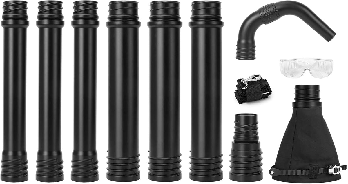 Herramientas universales mejoradas para la limpieza de canalones para sopladores de hojas con tubo de gancho de ángulo ajustable, compatibles con marcas de sopladores como Black & Decker, Husqvarna, Poulan, Craftsman, Ryobi, Toro, Murray, Worx, etc.
