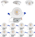 VIENEN 13 PIEZAS Adetu Focos empotrables LED Gimbal de 6 pulgadas y 5CCT, iluminación empotrable direccional ajustable de 360° + 90°, downlight sin carcasa regulable tipo ojo de buey con caja de conexiones, ETL (blanco, paquete de 8)