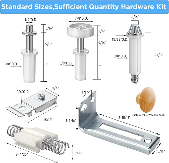 Herrajes para Puerta Plegable con Riel, Kit de Reparación de Herrajes para Puerta Plegable de Closet, Incluye Riel de Acero (91 cm)