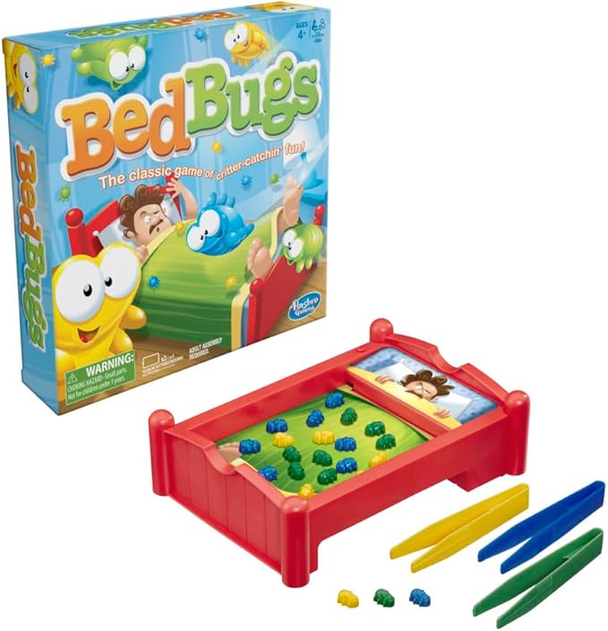 Juego de mesa Bed Bugs | El clásico juego de diversión para atrapar bichos | Juegos para niños y preescolares | Para edades de 4 años en adelante | 2 a 3 jugadores | Juegos familiares | Regalos