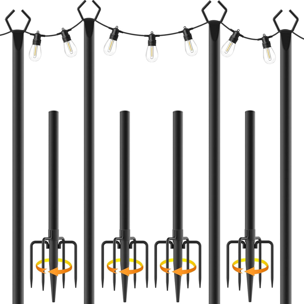 USADO-Pack x4 Postes de Luz Exterior AILBTON 3 Metros – Soportes de Metal para Cerca, Terraza, Patio y Jardín