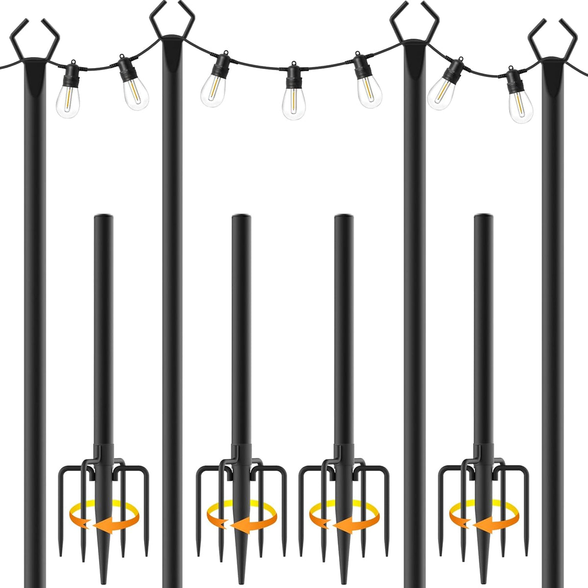 USADO-Pack x4 Postes de Luz Exterior AILBTON 3 Metros – Soportes de Metal para Cerca, Terraza, Patio y Jardín