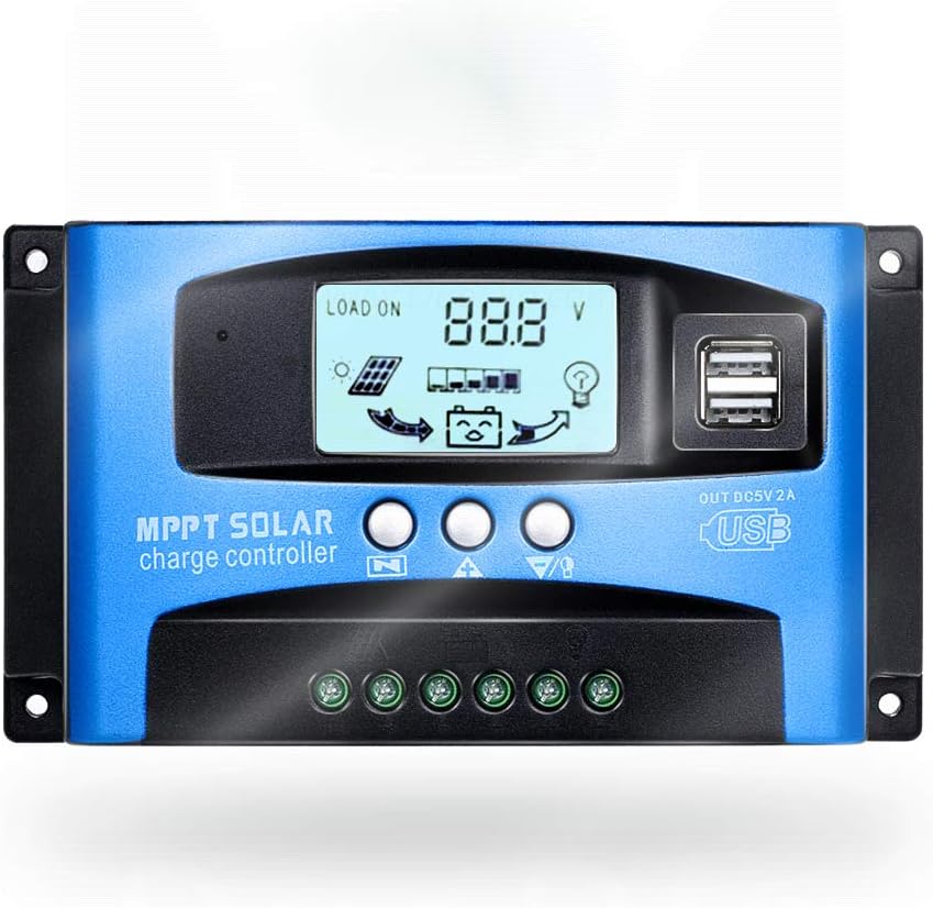 SolaMr MPPT Solar Charge Controller 30AMP Solar Panel Battery Regulator 12V/24V Auto with LCD Display Dual 5V USB Adjustable Parameter Fits for Open,AGM,Gel Lead Acid Batteries