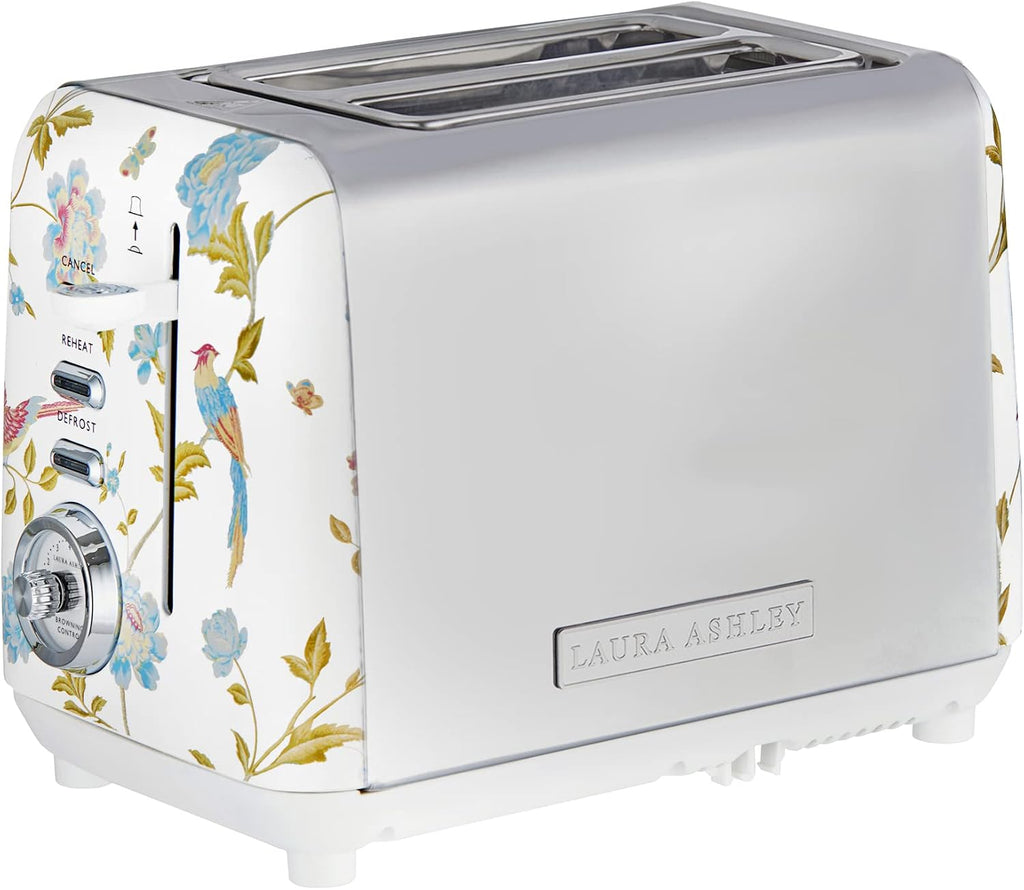 Tostador VQ Laura Ashley Acero Inoxidable 2 Rebanadas, Diseño Elveden, Blanco