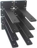 8 Pack - 8 inch Black Hidden L Shelf Bracket (1/5 Inch Thicked) Iron Floating Shelf Brackets Rustic Industrial Metal Brackets for Shelf Support