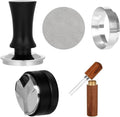 Fly2Top Adjustable Depth Espresso Tamper Set: 58mm Spring Loaded Espresso Distributor Leveler with Magnetic Dosing Funnel Aluminum Metal & Reusable Screen