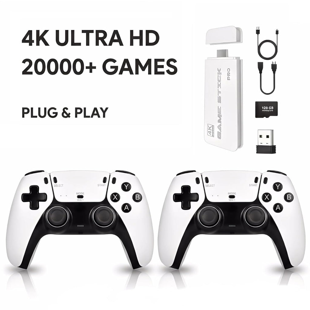 Consola Retro Gaming Pro Inalámbrica con 20,000+ Juegos, 23 Emuladores y 2 Controles 2.4G – 64GB Blanca