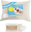 Almohada orgánica LOFE con funda de almohada - Almohada juvenil de 20x26 con cubierta 100% de algodón orgánico, almohada estándar orgánica ajustable de loft, lavable a máquina, suave.