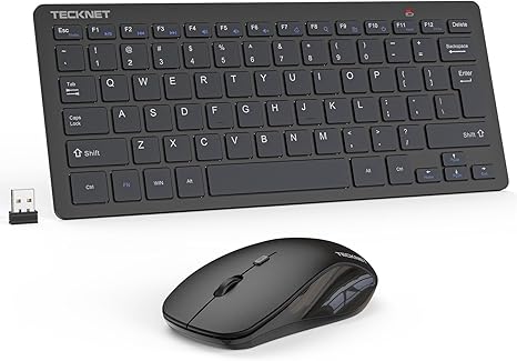 TECKNET Combo de Teclado y Ratón Inalámbrico, Mini Teclado de Computadora Inalámbrico y Conjunto de Ratón 2.4GHz, 1600 DPI Ajustable Silencioso, Clic Silencioso, Sin Retraso para Computadora, Laptop