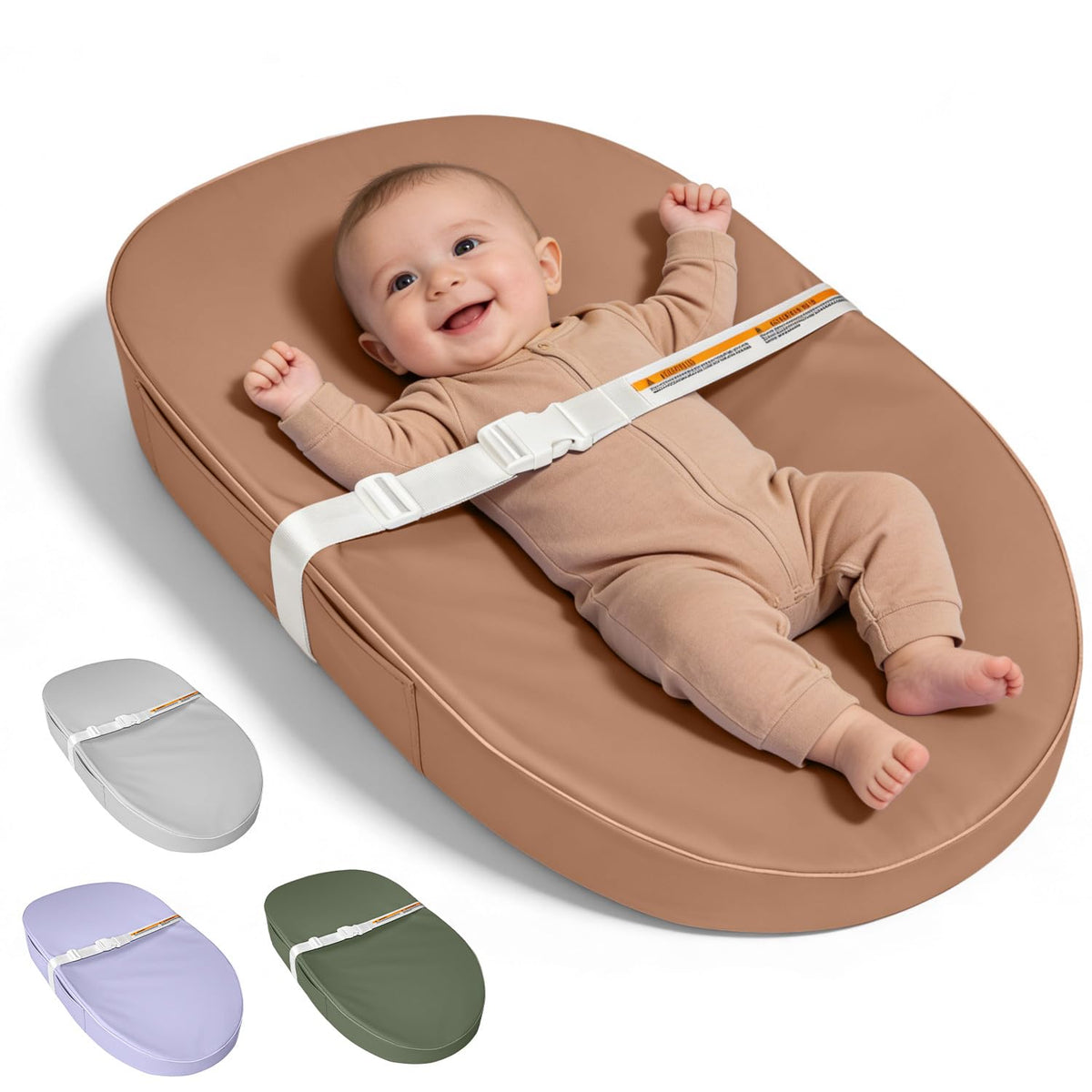 Cambiador para bebés JVEOO, impermeable, de piel vegana, lavable, con correa de seguridad, alfombrilla antideslizante para cambiador, ideal para tocador y mesa.