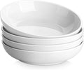 Cuencos de Porcelana MALACASA Regular – Juego de 4, 22.5 cm, 1.2 L, Para Pasta, Ensalada y Sopa, Blancos