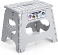 Banqueta Plegable Delxo de 28 cm Antideslizante Taburetes Plegables para Niños y Adultos Hasta 136 kg, Banqueta Escalera con Asa, Ligera para Cocina Baño Dormitorio Jardín Gris