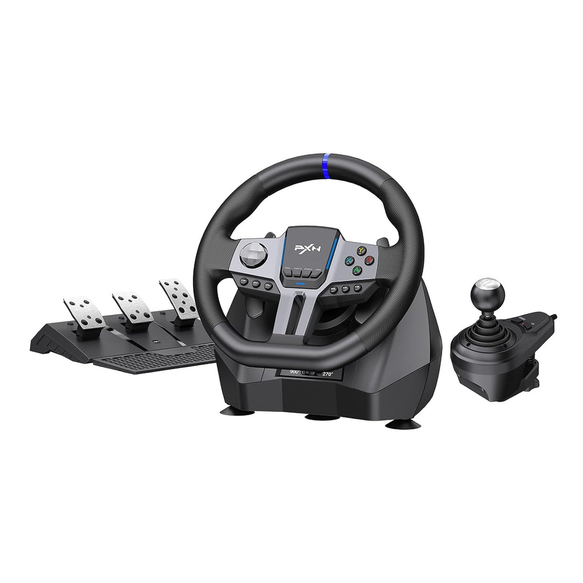 Volante PXN para PC, volante de carreras para juegos V9 GEN2, universal USB, simulación de coche, 270/900°, volante de conducción de carreras con pedales y palanca de cambios para PC, Switch, Xbox One, Xbox Series X/S, PS4, PS3.