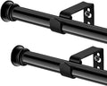 Barras de Cortina 2 Piezas 5/8 pulgadas Negras | Para Ventanas de 30 a 45 pulgadas con Soportes, Facil de Instalar para Dormitorio, Sala y Cocina