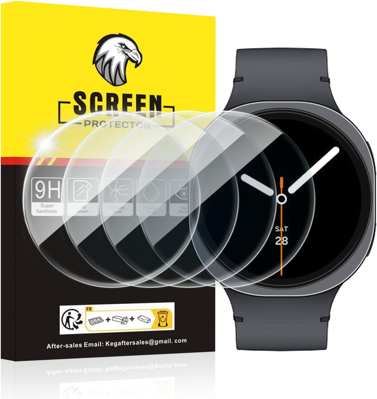 Protector de Pantalla SPGUARD para Samsung Galaxy Watch 8 40mm – Pack de 4, Vidrio Templado, Antirayaduras y Sin Burbujas