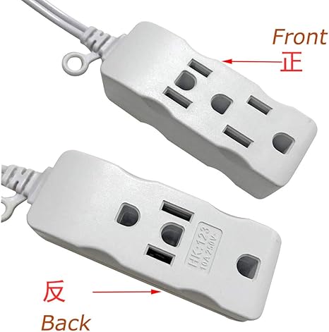 Regleta Extensora 3 Tomas con Enchufe Plano | Cable 2,7 m | 250V 10A | Estilo EE.UU.