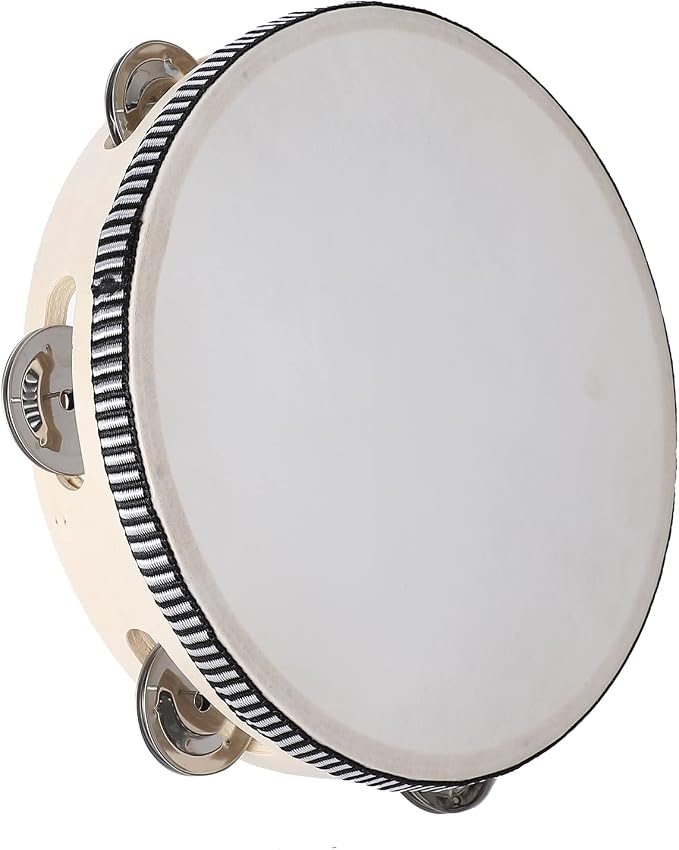 Panderetas de 8 pulgadas para adultos, tambor de mano de madera con cascabeles de metal, panderetas, instrumento musical para iglesia, fiesta, juegos, KTV, baile