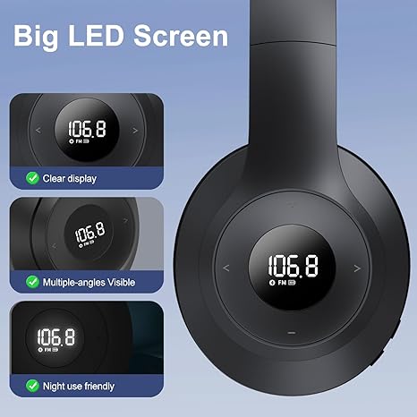 X5 - Auriculares inalámbricos de radio FM con Bluetooth, micrófono integrado, auriculares de radio recargables y portátiles, auriculares sobre la oreja con orejeras suaves, sonido estéreo, para correr, ciclismo, corte de césped