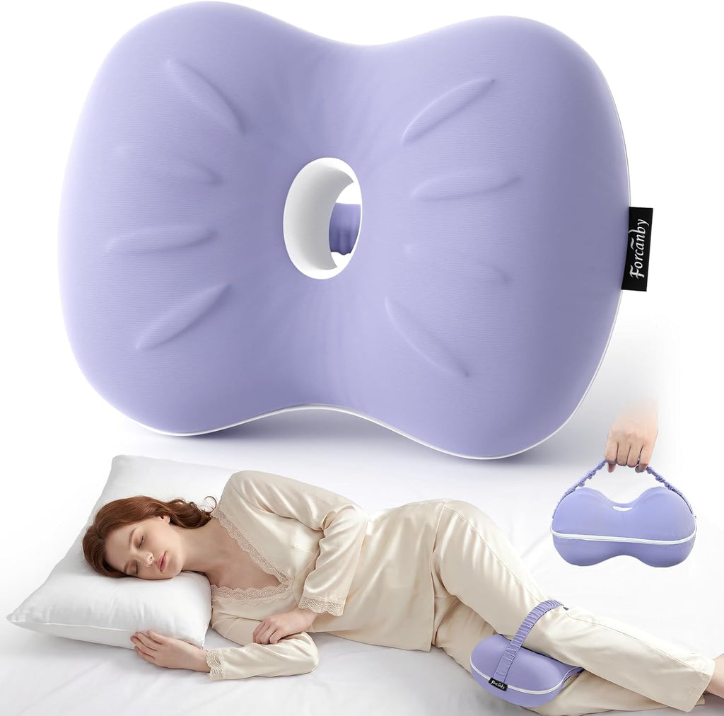 Almohada para Rodillas para Dormir de Lado | Espuma Viscoelastica para Alineacion de Columna | Alivio de Cadera, Ciatica y Embarazo