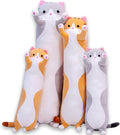 Oeonuas Cute Cat Plush Long Body Pillow Cuddle Cartoon Stuffed Animals Cat Plushie Soft Doll Pillows Gifts for Kids Girls (Gray, 43")