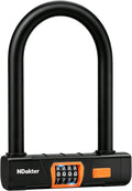 NDakter Cerraduras de bicicleta antirrobo, cerradura combinada en U para bicicleta, cerradura de bicicleta de combinación reiniciable de 4 dígitos, cerradura grande en forma de U para bicicleta