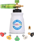 DUSICHIN DUS-007 - Lanza de espuma para nieve, cañón de espuma, chorro ajustable, conexión de liberación rápida de 1/4", 5 boquillas para hidrolavadora, color negro 