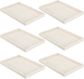Quelay Juego de 6 bandejas apilables de terciopelo para joyería, organizador de joyas, bandeja para pulseras, anillos, pendientes y collares, plato vacío para cajones y encimeras (beige)