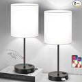 Lynnoland 𝟮𝟬𝟮𝟯 𝗡𝗘𝗪 Juego de 2 lámparas de mesa con control táctil con 2 USB y toma de corriente CA, lámparas de mesita de noche regulables de 3 vías para dormitorio, sala de estar, guardería