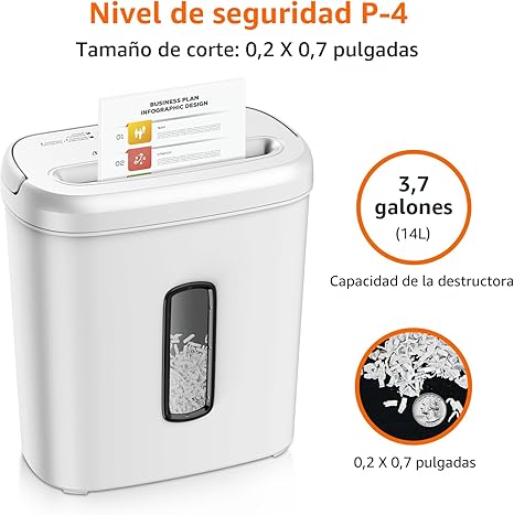 Destructora de Papel Basics Cross Cut – 8 Hojas, Corte Cruzado, Destruye Tarjetas de Crédito, Blanco