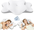 Almohada cervical para personas que duermen de lado | Almohada ergonómica para la apnea del sueño, el dolor de cuello y el alivio de los ronquidos | Espuma viscoelástica ergonómica y ortopédica con soporte de contorno cervical, blanca, grande