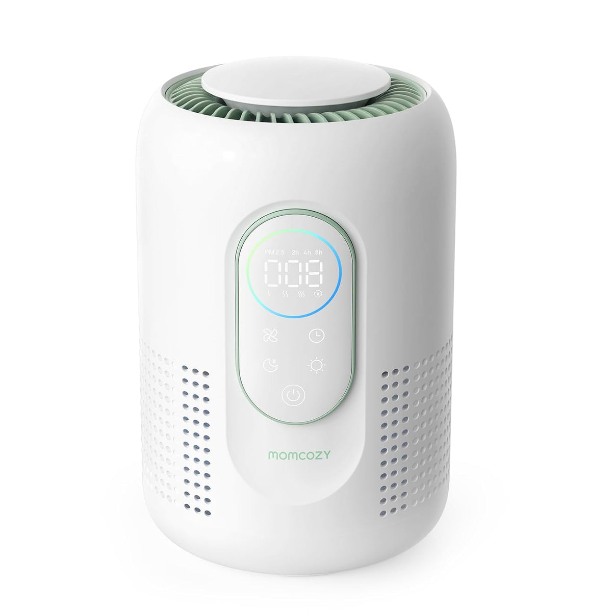 Purificador de aire Momcozy para el hogar, dormitorio y guardería, purificador de aire para bebés 4 en 1 con filtro HEPA H13 y carbón activado, monitor de aire PM2.5 en tiempo real, 4 velocidades de ventilador