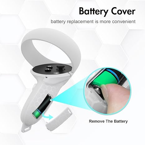 AMVR Agarres de control táctil para Oculus Quest 2 – Correas de mano de cuero ajustables con puerta de batería, accesorios abiertos para puerta de batería, banda elástica Meta Quest2 antilanzamiento, manos relajantes para mejorar la sujeción