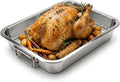 Asadera de Acero Inoxidable con Rejilla y Asas 15.5 x 11.6 pulgadas | Sin Recubrimiento Apta para Lavavajillas para Pavo, Pollo y Vegetales