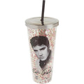 Vaso con Glitter Elvis Presley con Popote – Multicolor | Spoontiques