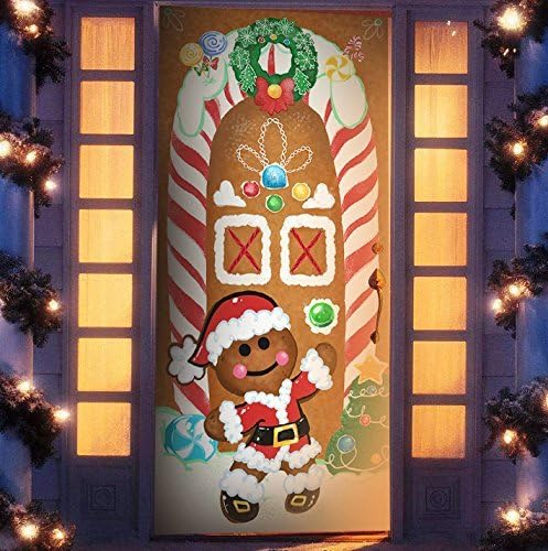 Cubierta de Puerta Navideña Joiedomi Pan de Jengibre 72"x30" — Banner Decorativo para Porche e Interior