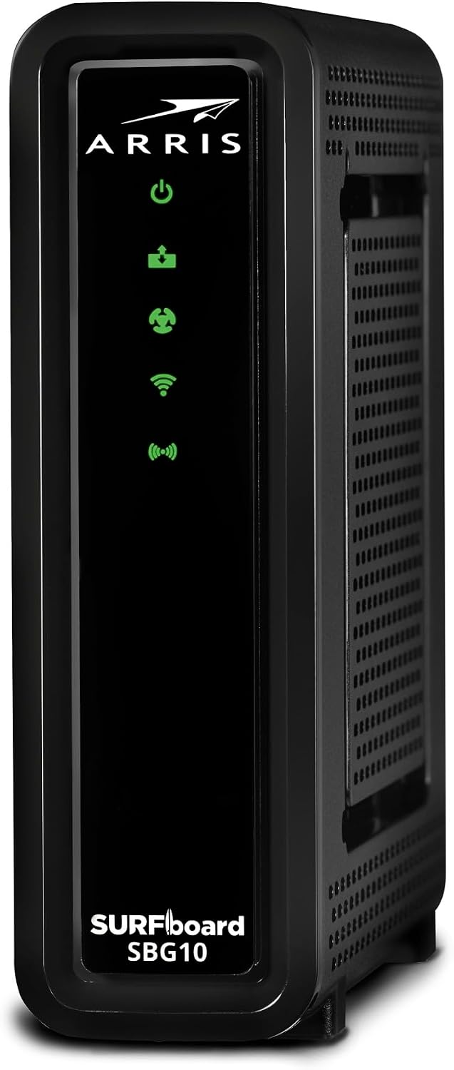 ARRIS (SBG10-RB) - Combinación de módem y router - DOCSIS 3.0 16 x 4 Gigabit y WiFi AC1600, [Consulta con tu proveedor para verificar la compatibilidad] Velocidad máxima de Internet de 400 Mbps - Reacondicionado