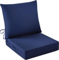 Cojines para sillas de exterior IASEAHK, cojín de exterior de 61 x 61 cm para muebles de patio, cojín para silla de patio, impermeable y resistente a la decoloración, juego de cojines profundos para muebles de patio con asa y lazos, azul marino