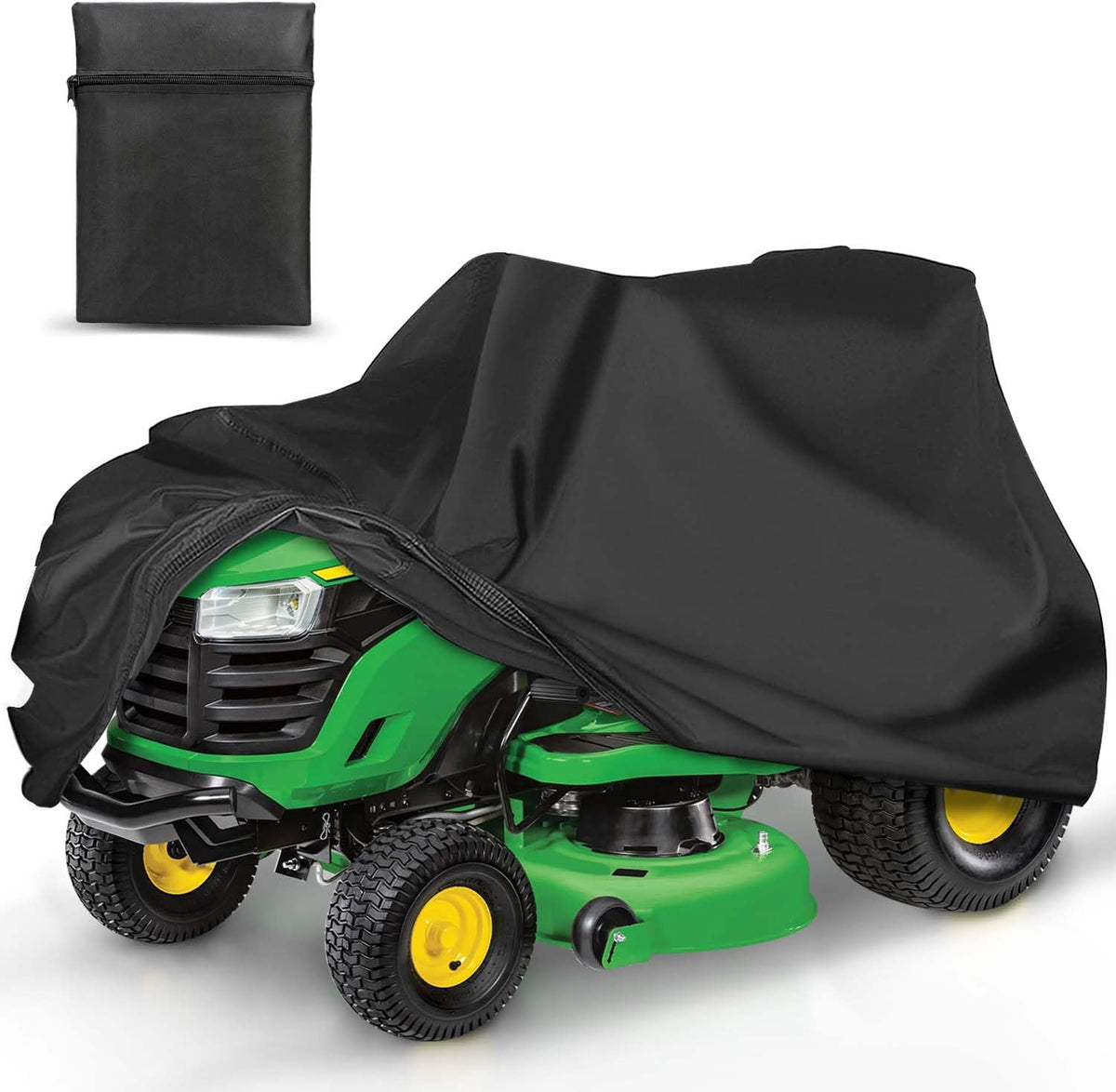 OBTANIM Cubierta impermeable para cortacésped al aire libre, poliéster resistente, Oxford, protección contra el polvo, UV, cubierta para tractor de césped, se adapta hasta 54 pulgadas con cordón y bolsa de almacenamiento